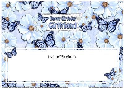 Birthday Girlfriend Floral Butterflies Large Dl Insert