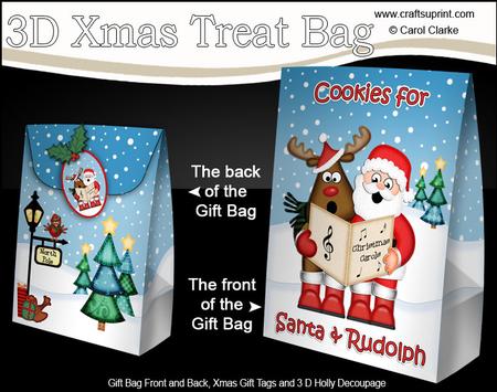 3D Xmas Cookies for Santa & Rudolph Large Gift Bag Mini Kit