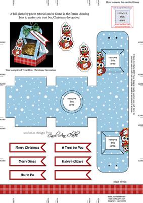 Owls 3D Xmas Treat Box Tree Decoration Easifold Frame
