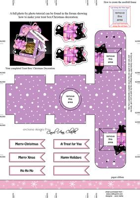Cat 3D Xmas Treat Box Tree Decoration Easifold Frame