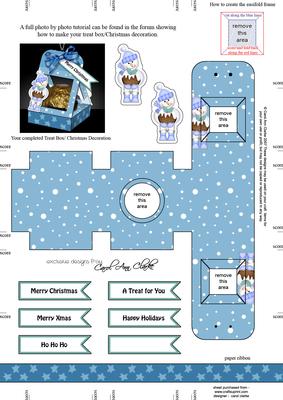 Snowman 3D Xmas Treat Box Tree Decoration Easifold Frame
