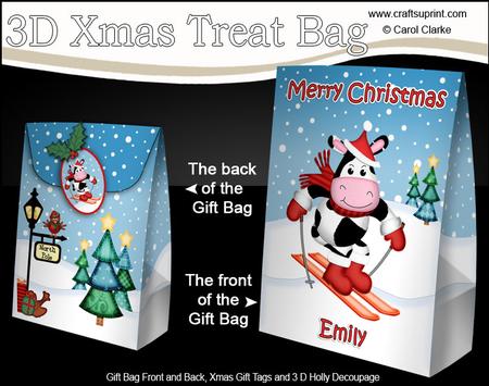 3D Xmas Treat for Emily Milly Moo Large Gift Bag Mini Kit