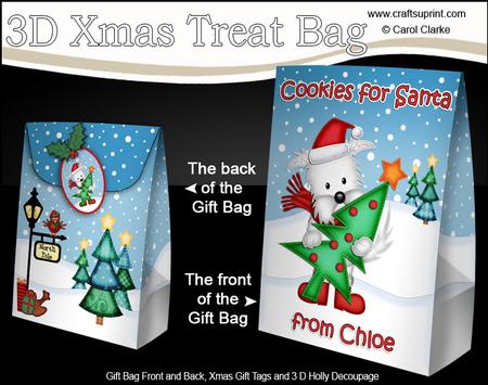 3D Xmas Treat 4 Santa Chloe Westie Large Gift Bag Mini Kit