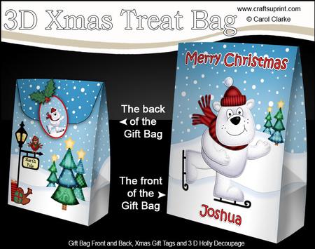 3D Xmas Joshua Polar Bear Large Gift Bag Mini Kit
