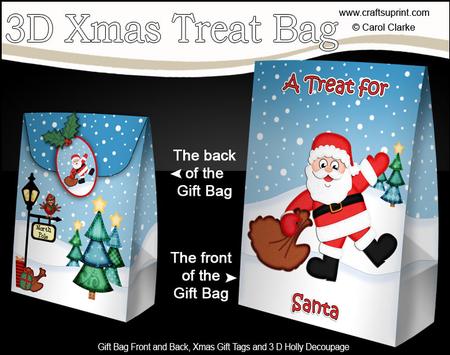 3D Xmas a Treat for Santa Large Gift Bag Mini Kit