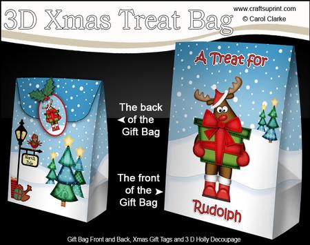 3D Xmas Treat for Rudolph Large Gift Bag Mini Kit