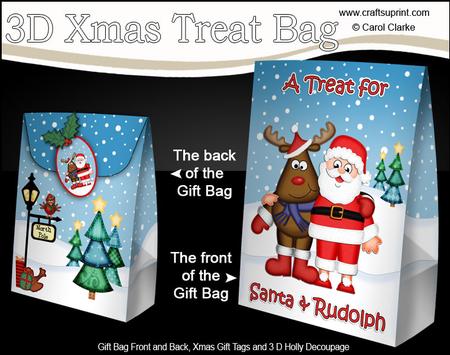 3D Xmas Treat for Santa & Rudolph Large Gift Bag Mini Kit