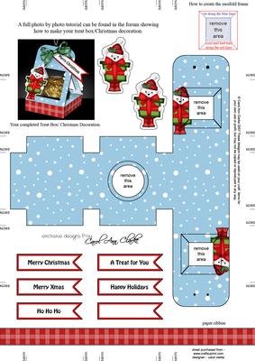 Teddy Ed 3D Xmas Treat Box Tree Decoration Easifold Frame