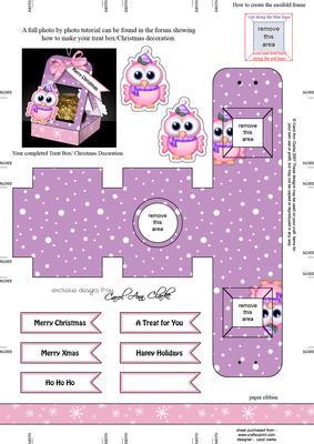 Little Owl 3D Xmas Treat Box Tree Decoration Easifold Frame