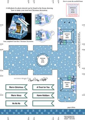 Penguin 3D Xmas Treat Box Tree Decoration Easifold Frame