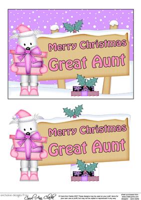 Xmas Great Aunt Westie Dog Signpost 5x7 Easicut Decoupage
