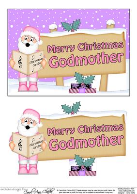 Xmas Godmother Santa Signpost 5x7 Easicut Decoupage