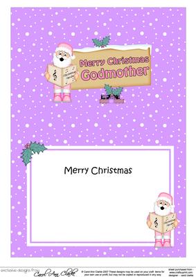 Xmas Godmother Santa Signpost 5x7 Matching Insert