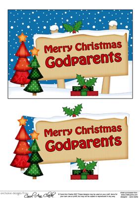 Xmas Godparents Trees Signpost 5x7 Easicut Decoupage