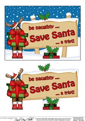 Xmas Save Santa Rudolph Signpost 5x7 Easicut Decoupage