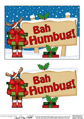 Xmas Bah Humbug! Rudolph Signpost 5x7 Easicut Decoupage