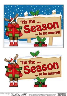 Xmas Tis the Season Rudolph Signpost 5x7 Easicut Decoupage