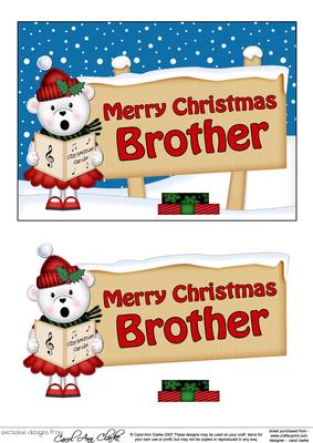 Xmas Brother Teddy Tess Signpost 5x7 Easicut Decoupage