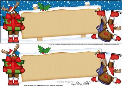 Xmas Blank Rudolph Large Dl & 3D Decoupage