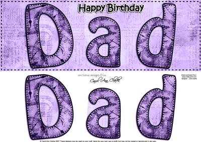 Large Dl Birthday Dad Clocks 3D Decoupage