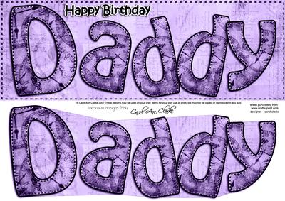 Large Dl Birthday Daddy Clocks 3D Decoupage