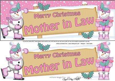 Xmas Mother in Law Snowmen Signpost Lge Dl Easicut Decoupage