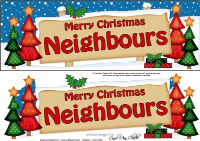 Xmas Neighbours Trees Signpost Lge Dl Decoupage