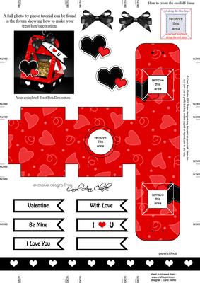 Hearts 3D Valentine Treat Box Easifold Frame
