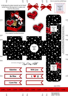 Rose Heart 3D Valentine Treat Box Easifold Frame