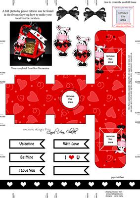 Milly Cow's Heart 3D Valentine Treat Box Easifold Frame