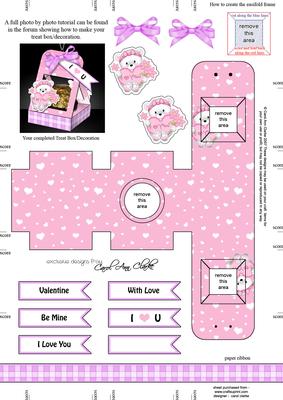 Teddy Tess's Heart 3D Valentine Treat Box Easifold Frame