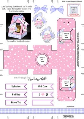 Teddy Ed's Heart 3D Valentine Treat Box Easifold Frame