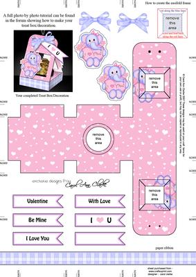 Lola Elephant's Heart 3D Valentine Treat Box Easifold Frame