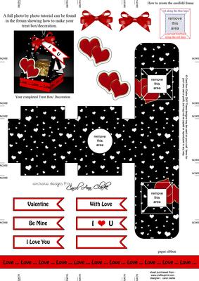 Red Hearts 3D Valentine Treat Box Easifold Frame