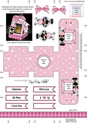 Milly Moo Cow's Rose 3D Valentine Treat Box Easifold Frame