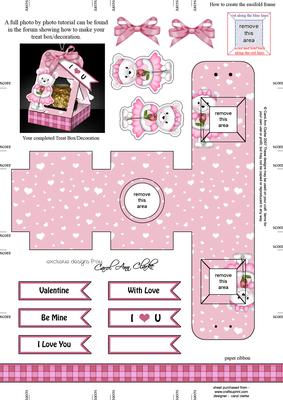 Teddy Tess's Rose 3D Valentine Treat Box Easifold Frame