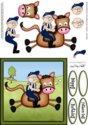Bert Goes Horse Riding Quick Card & 3D Decoupage