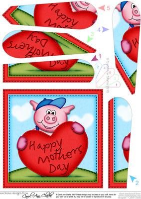 Ziggy Piggy Mothers Day Heart Fan Pyramage Topper