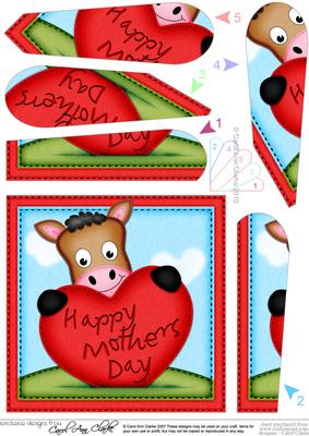 Gigi Horse Mothers Day Heart Fan Pyramage Topper