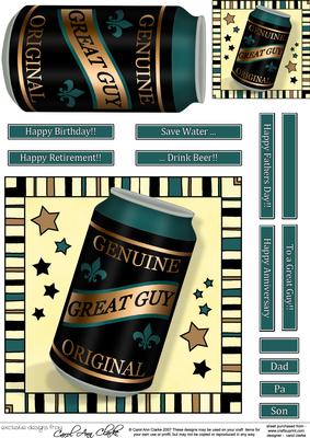 Great Guy Beer Can Quick Card N 3D Decoupage