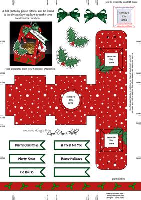 Holly 3D Xmas Treat Box Tree Decoration Easifold Frame