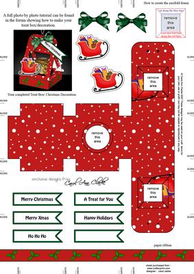 Sleigh 3D Xmas Treat Box Tree Decoration Easifold Frame
