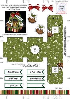 Pudding 3D Xmas Treat Box Tree Decoration Easifold Frame