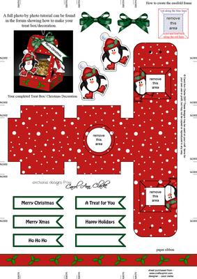 Penguin 3D Xmas Treat Box Tree Decoration Easifold Frame