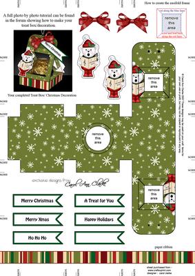 Teddy Ed 3D Xmas Treat Box Tree Decoration Easifold Frame