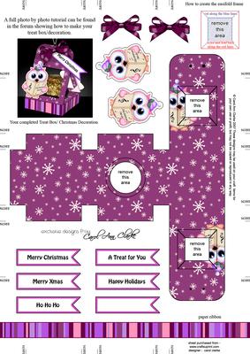 Little Owl 3D Xmas Treat Box Tree Decoration Easifold Frame