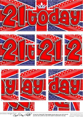 Uk Shabby Flag 21st Birthday Dl Side Stacker Topper