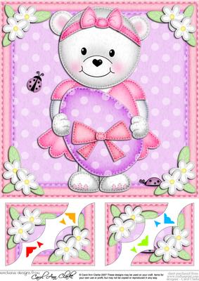 8 x 8 Teddy Tess's Easter Egg Scalloped Corner Topper