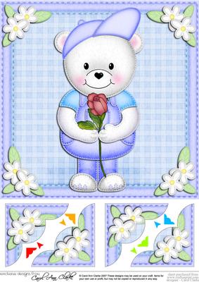 8 x 8 Teddy Ed's Rose Scalloped Corner Topper