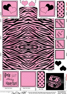 Zebra Print Hearts 3D Fancifold Treat Favour Box